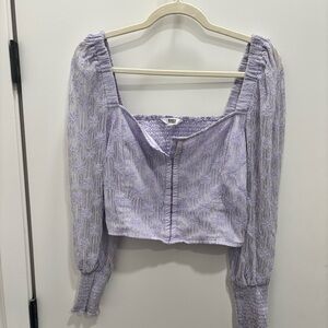 BB Dakota Lavender Top with Lace Detailed Sleeves